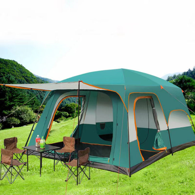 Polyester Oxford 210D Lớp phủ Pu Không thấm nước Lều lớn ngoài trời Lớp gia đình sống Lều cắm trại 8 người