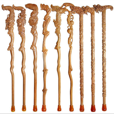 Gậy đi bộ bằng gỗ tự nhiên 90cm, Gậy đi bộ bằng gỗ được chạm khắc bằng tay