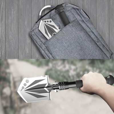 Tay cầm thẳng Xẻng ngoài trời đa chức năng, Xẻng tự vệ 8 inch đầu