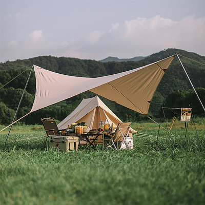Pop Up Camping Sun Awning 210T Polyester Iron Pipe Beach Beach Sun Shelter Lều