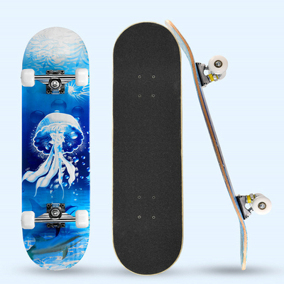 7 lớp Maple Wood Sand Pu Wheel Sàn gỗ ngoài đường Skateboard mang màu đen